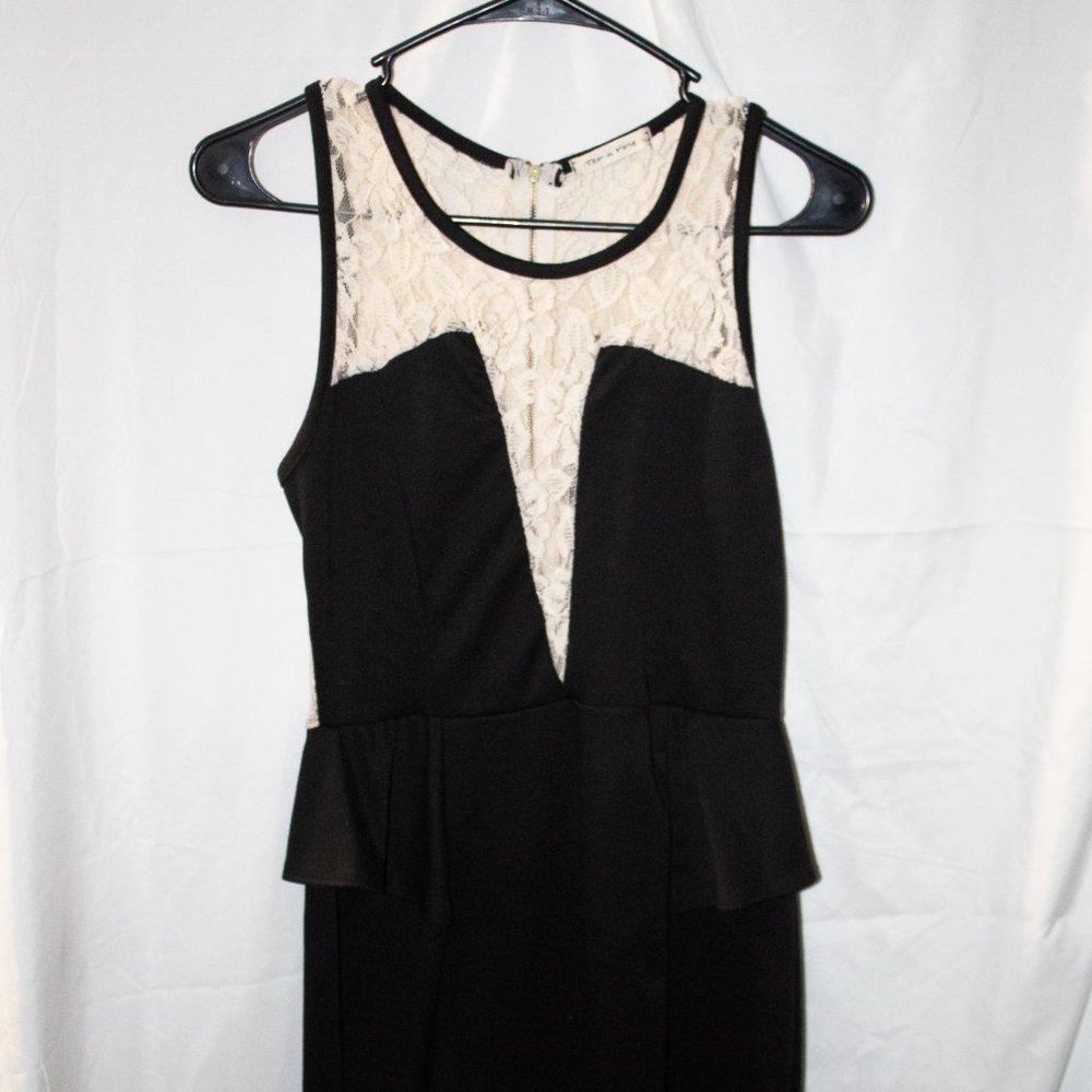 Black and White Lace Peplum Dress